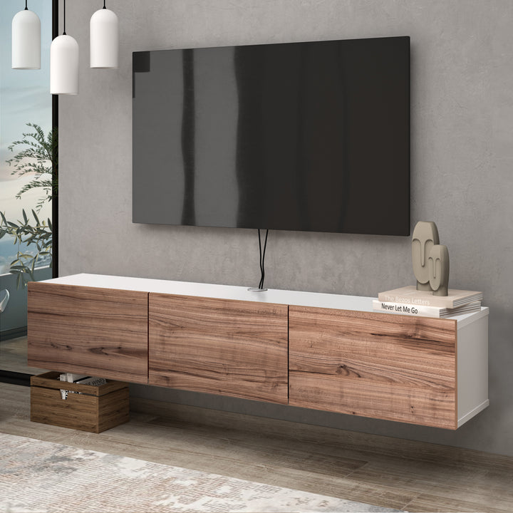 Modern White and Country Oak Floating TV Stand by Atelier Mobili