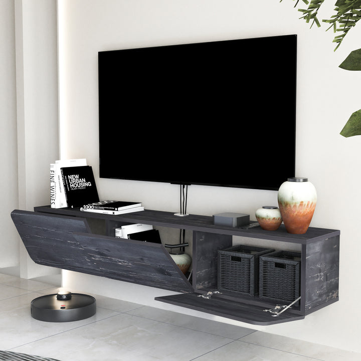 Detailed View of Black Oak Finish on Atelier Mobili Entertainment Center