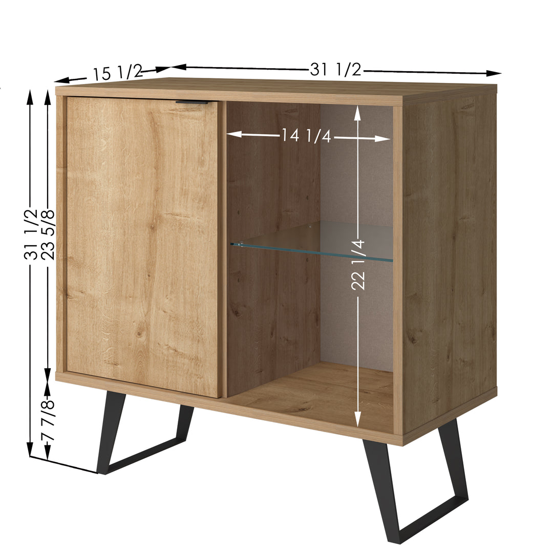 Vektor 31.5 Inch Accent Cabinet & Sideboard with Adjustable Glass Shelf