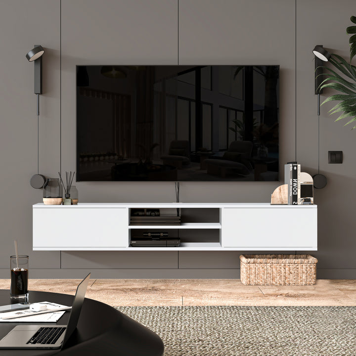 Atelier Mobili Bella Floating TV Stand – Wall Mounted Entertainment Center for 75-Inch TVs, Modern Floating Media Console