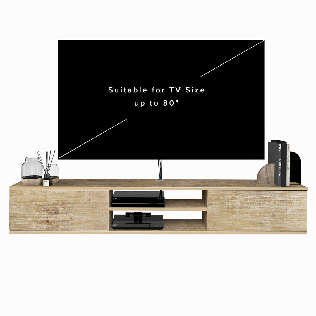 Atelier Mobili Floating TV Stand – Wall Mounted Entertainment Center for 75 Inch TVs, Modern Design, Media Console for Living Rooms