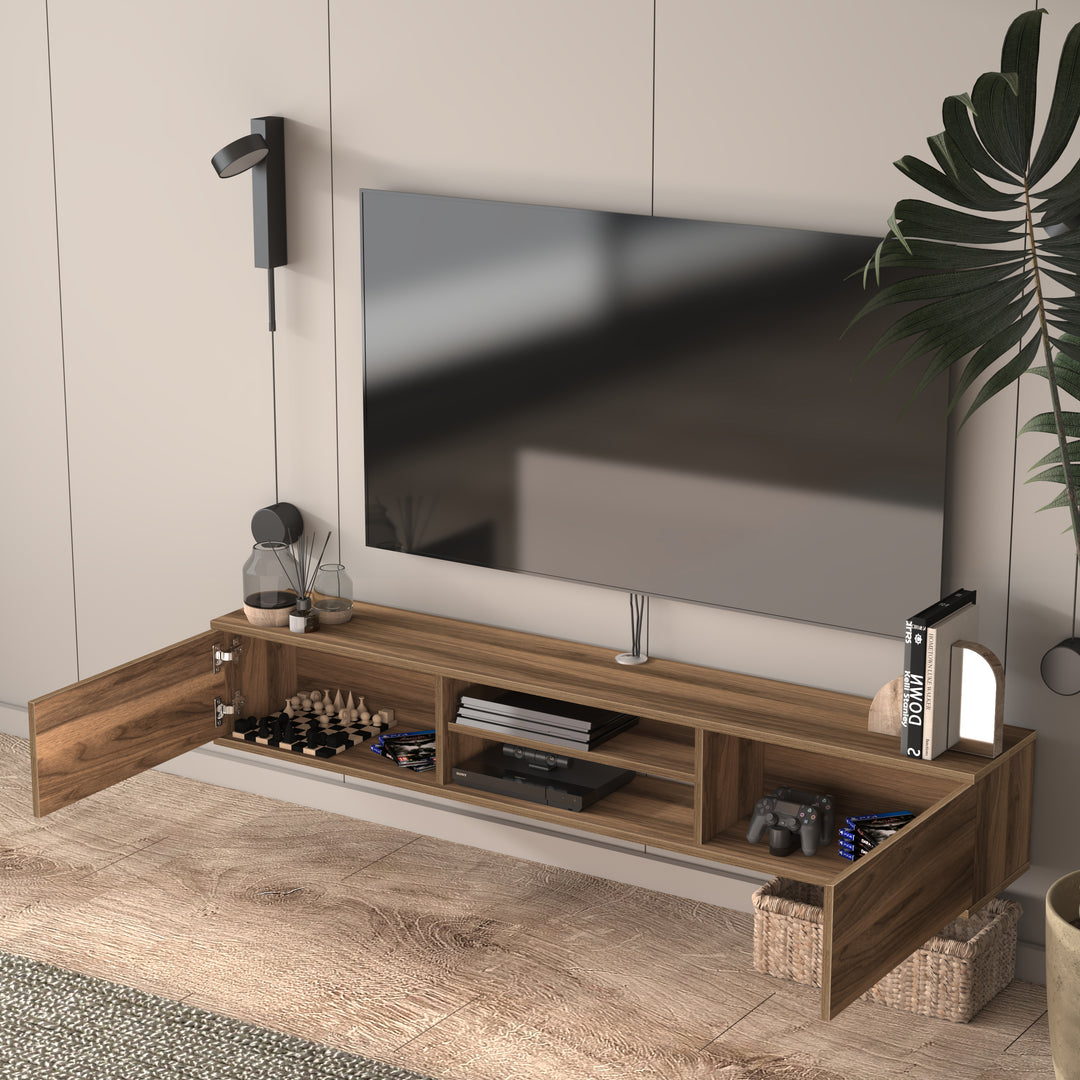 Atelier Mobili Floating TV Stand – Wall Mounted Entertainment Center for 75 Inch TVs, Modern Design, Media Console for Living Rooms