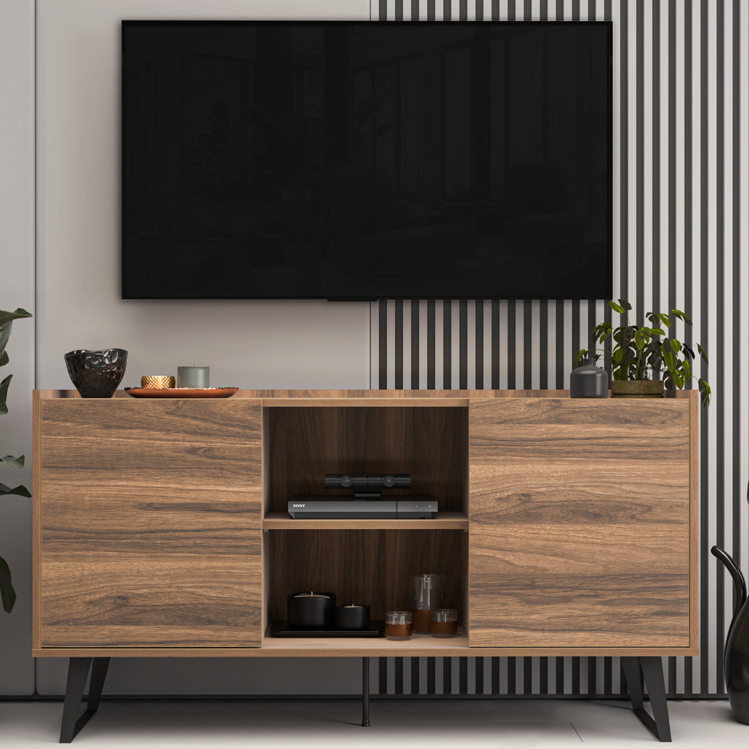 Mira Media Console for TVs Up to 65" – Modern TV Stand with Adjustable Shelves and Cable Management