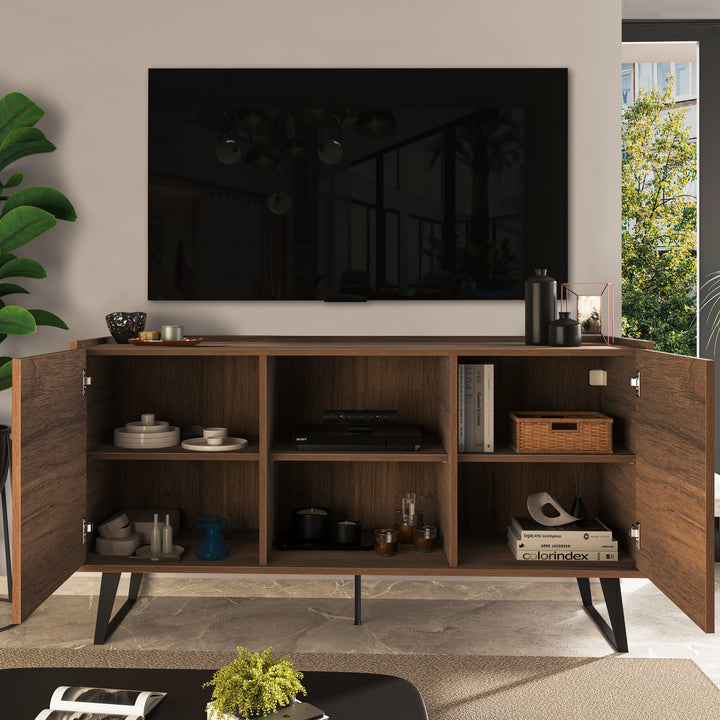 Mira Media Console for TVs Up to 65" – Modern TV Stand with Adjustable Shelves and Cable Management