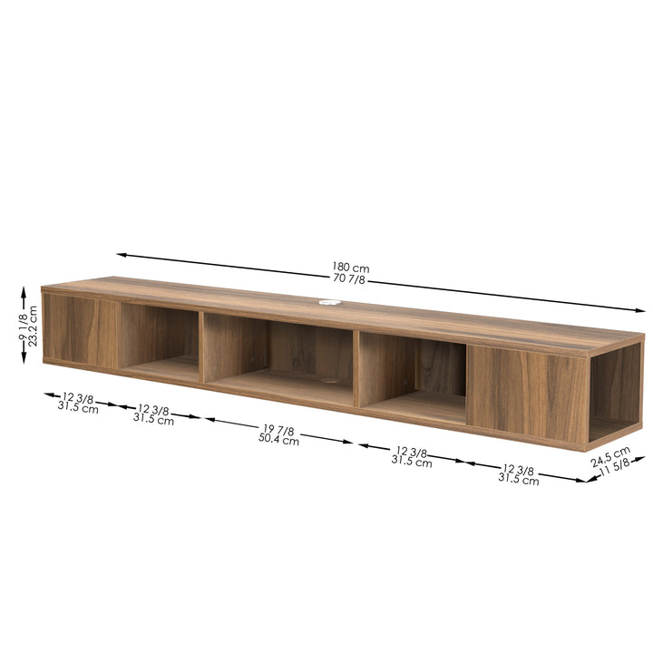 Nox Floating TV Stand for TVs Up to 80" – Modern Wall Mounted Media Console with Open Shelf