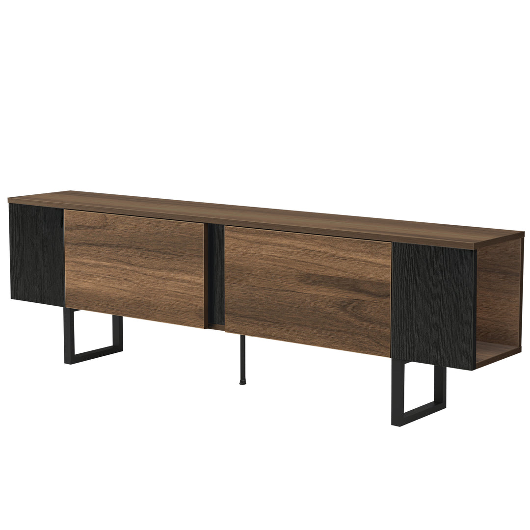 Fabula Mid Century Modern TV Stand for TVs Up to 80" – Stylish Media Console with 2 Cabinets & Corner Shelves