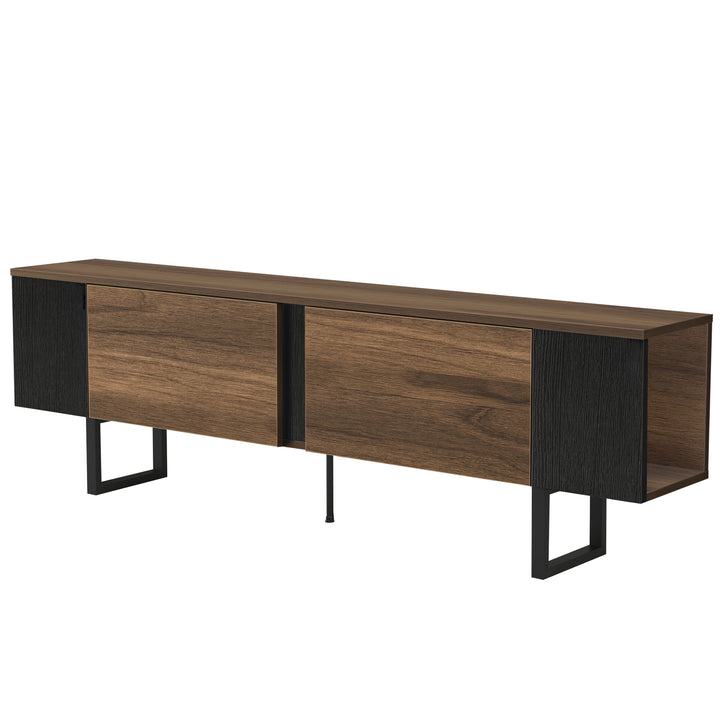 Fabula Mid Century Modern TV Stand for TVs Up to 80" – Stylish Media Console with 2 Cabinets & Corner Shelves