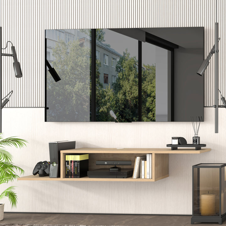 Gaia Oak floating shelf media console – Atelier Mobili