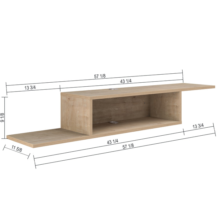 Gaia Oak open shelf TV stand – styled in modern living room