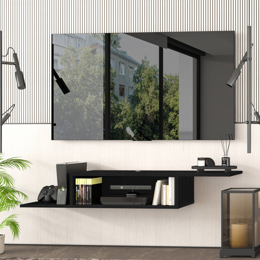 Gaia Black floating shelf media console – Atelier Mobili