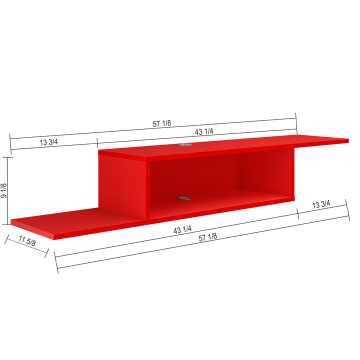 Gaia Red open shelf TV stand – contemporary living room