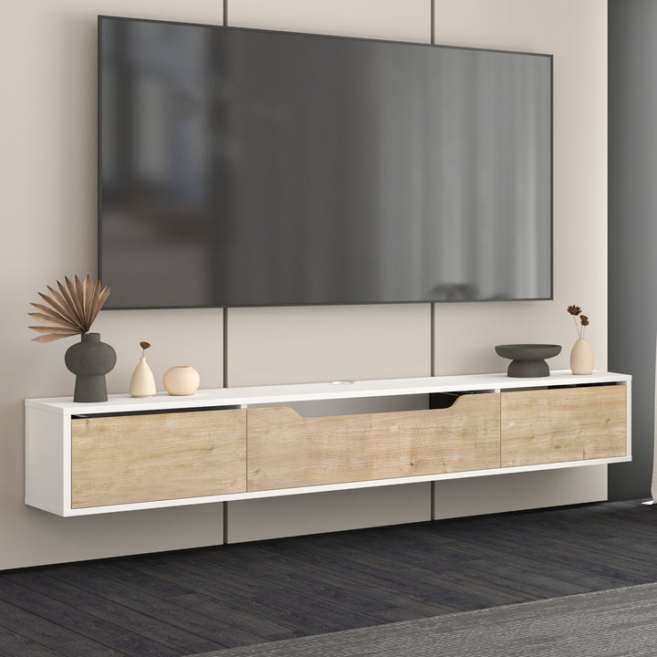 Luna White Oak floating media console – Atelier Mobili