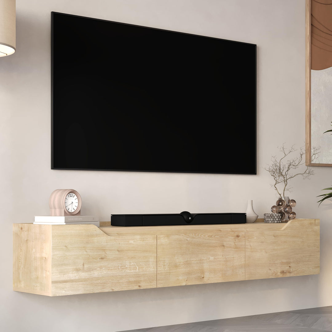 Newa floating TV stand Oak – wall mounted TV cabinet 66 inch Atelier Mobili