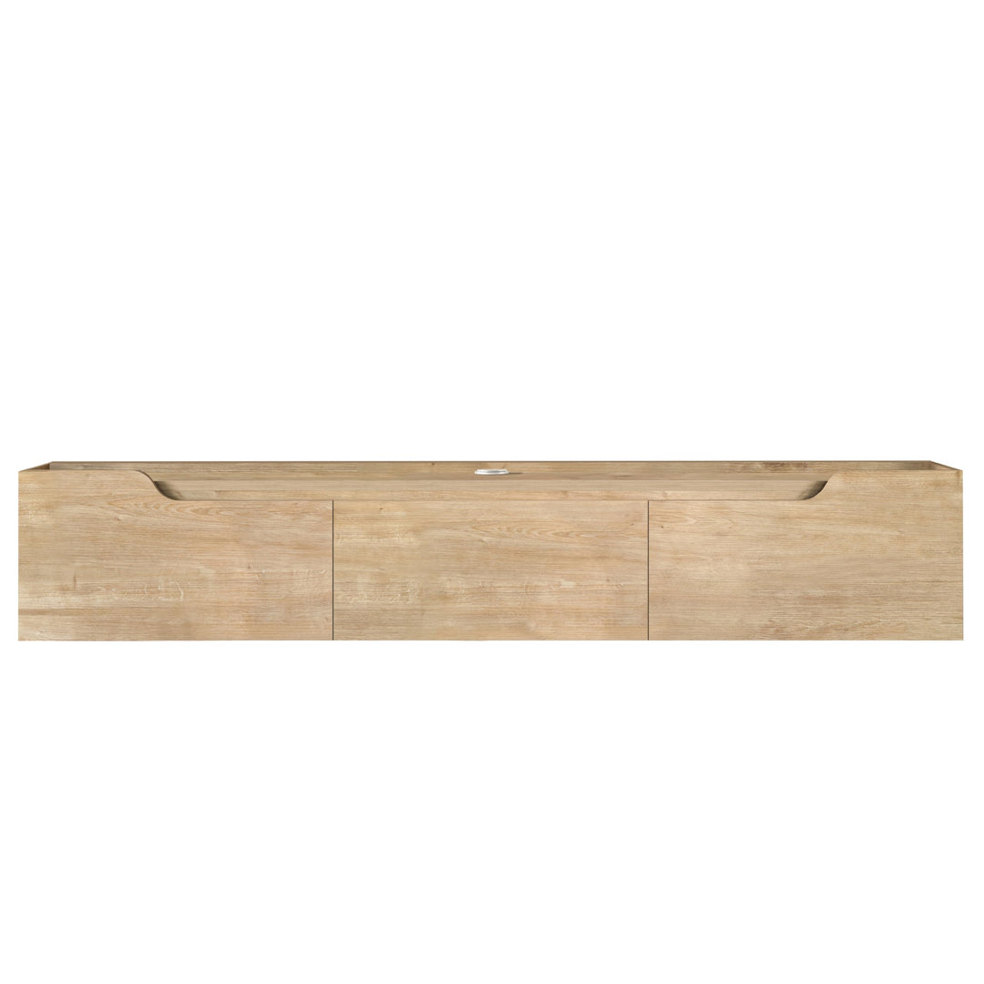 Newa Walnut floating TV cabinet – cable management detail