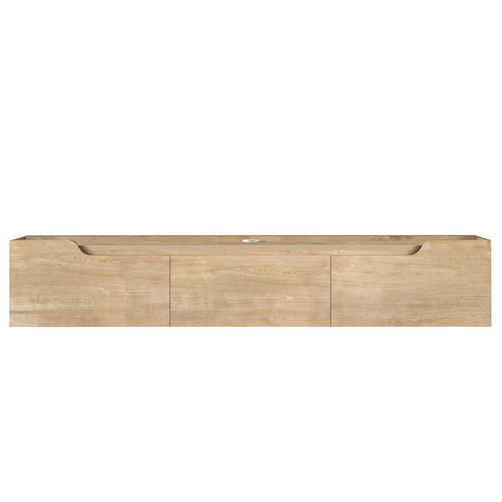 Newa Walnut floating TV cabinet – cable management detail