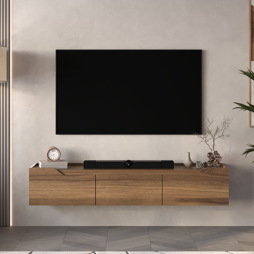 Newa Walnut floating media console 66 inch – Atelier Mobili