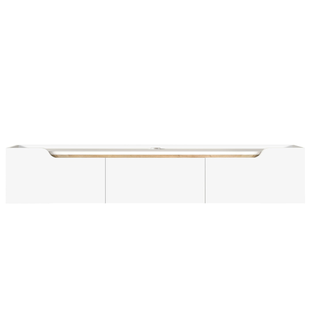 Newa White floating TV cabinet – clean front detail