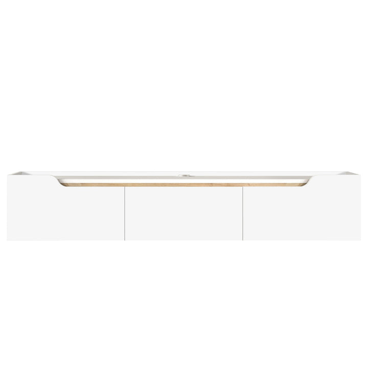 Newa White floating TV cabinet – clean front detail