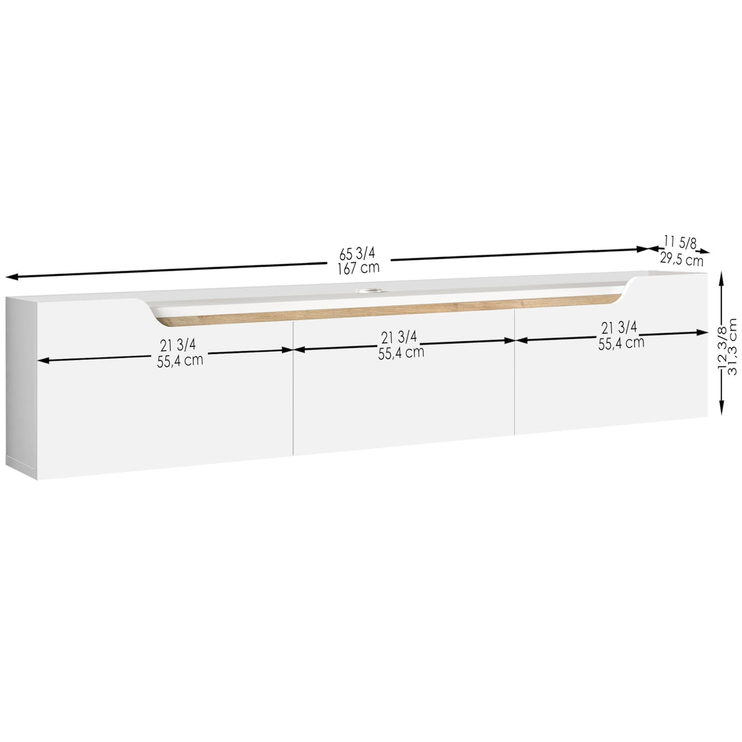 White storage unit with dimensions labeled on a white background