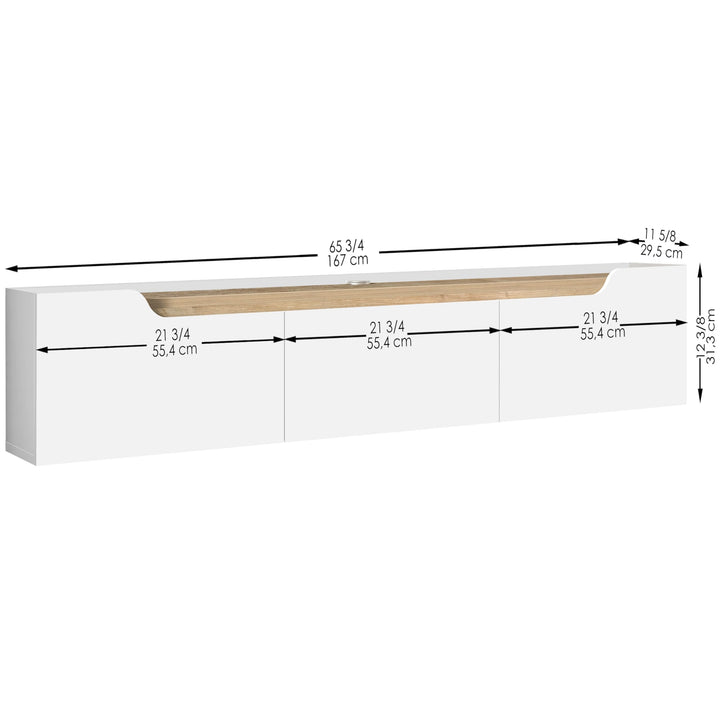 White storage unit with dimensions labeled on a white background