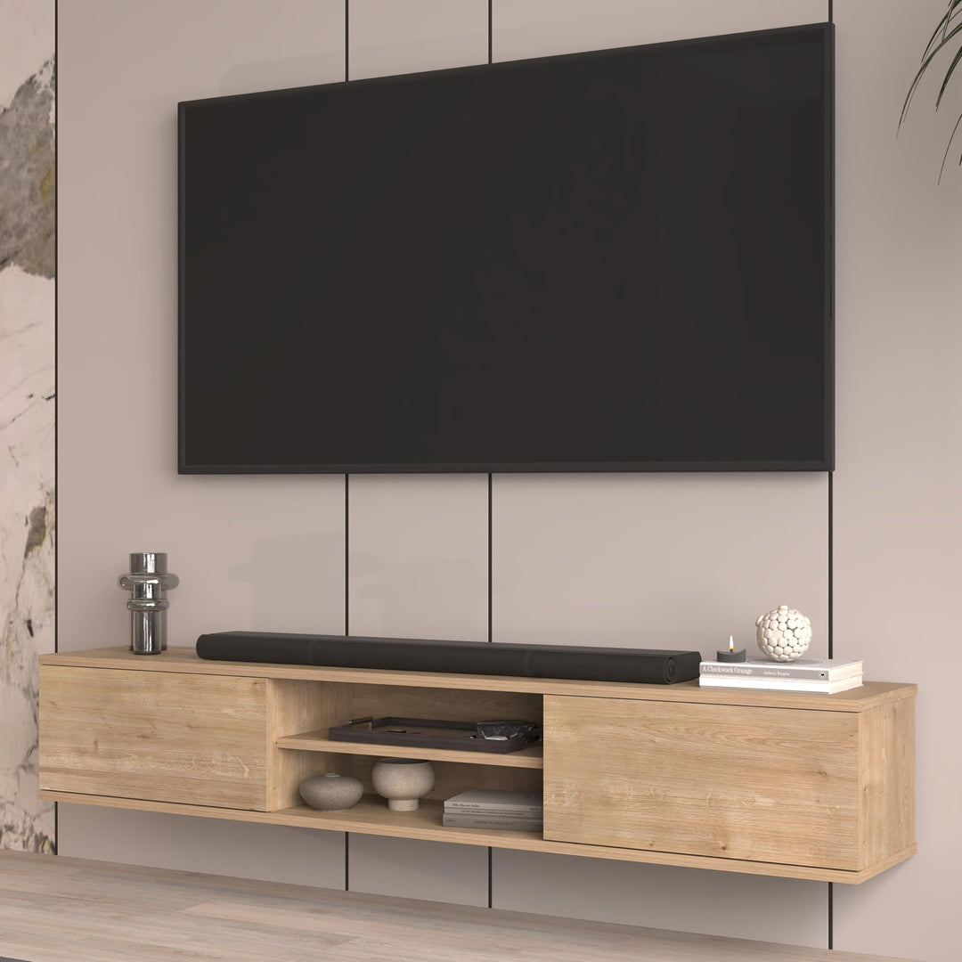 Doris Oak wall mounted media console 66 inch – Atelier Mobili