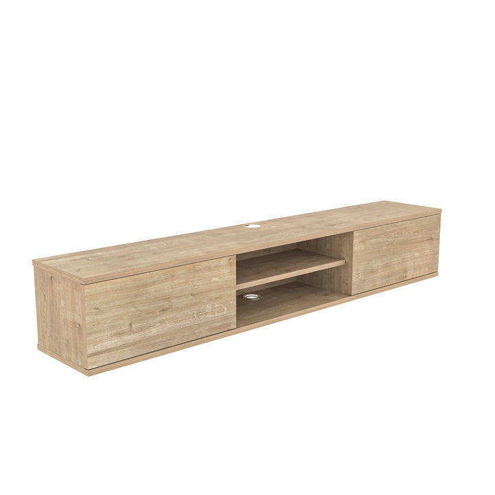 Doris floating TV stand Oak – cable management detail