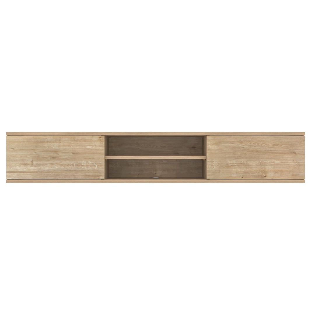 Doris floating TV stand Oak – cable management detail