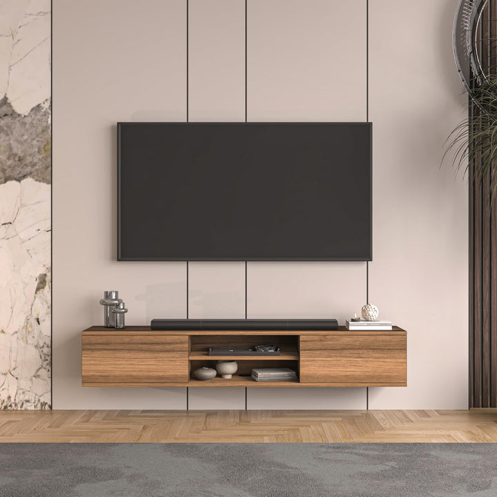 Doris Walnut wall mounted media console 66 inch – Atelier Mobili