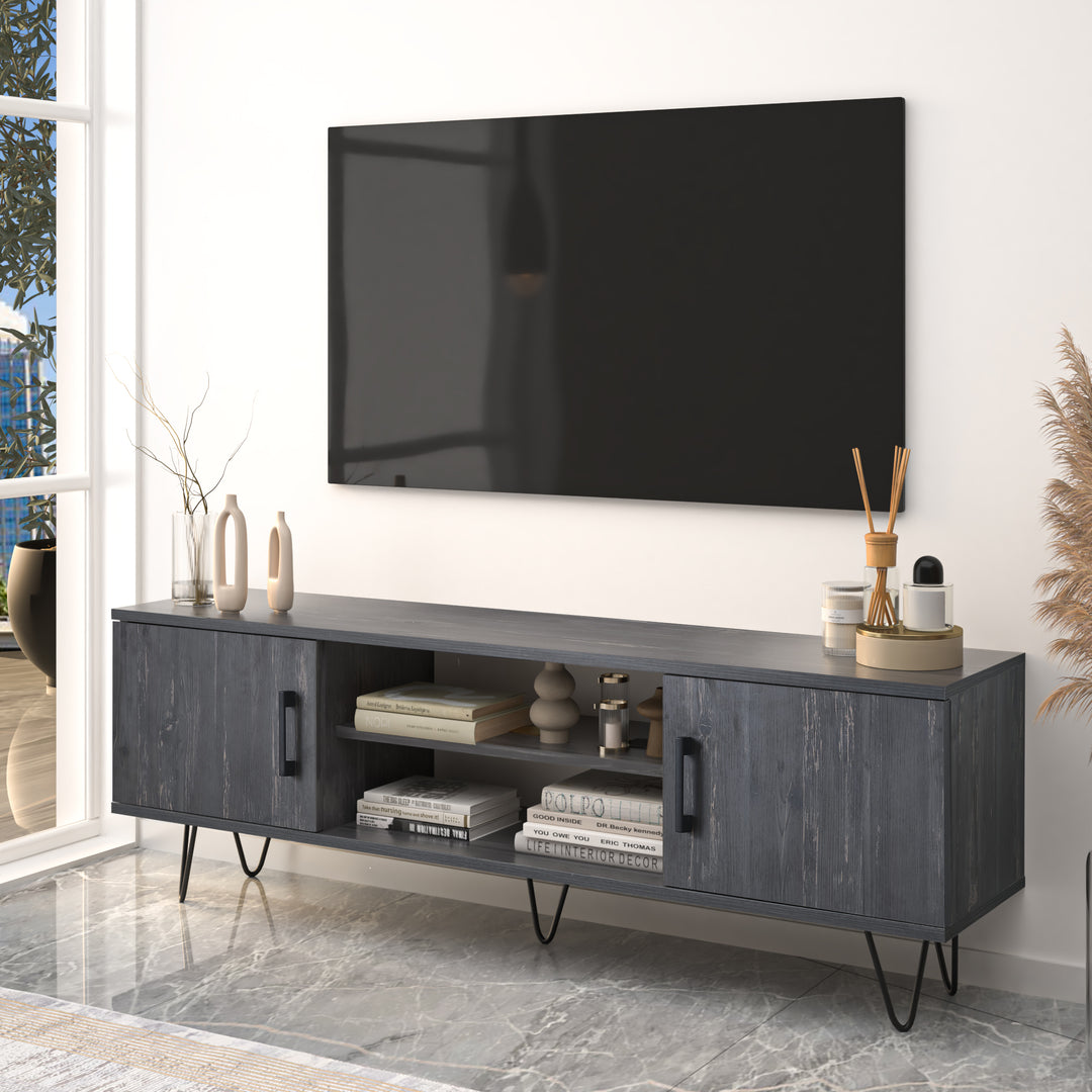 Sophisticated Black Oak TV stand by Atelier Mobili, providing a stylish and functional centerpiece for home entertainment.