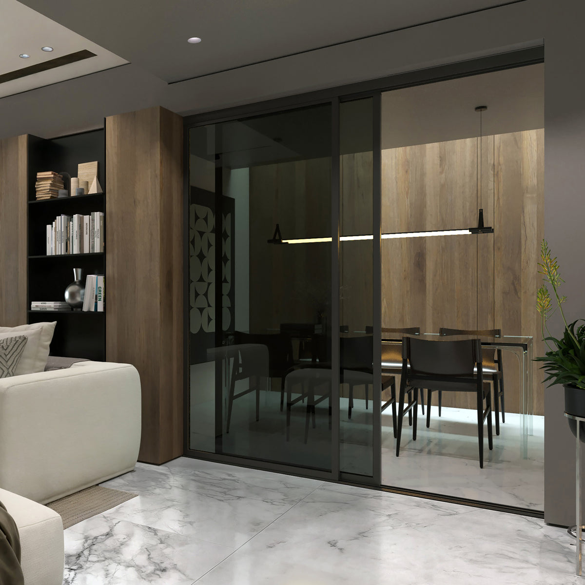 2 Panel Glass Room Dividers