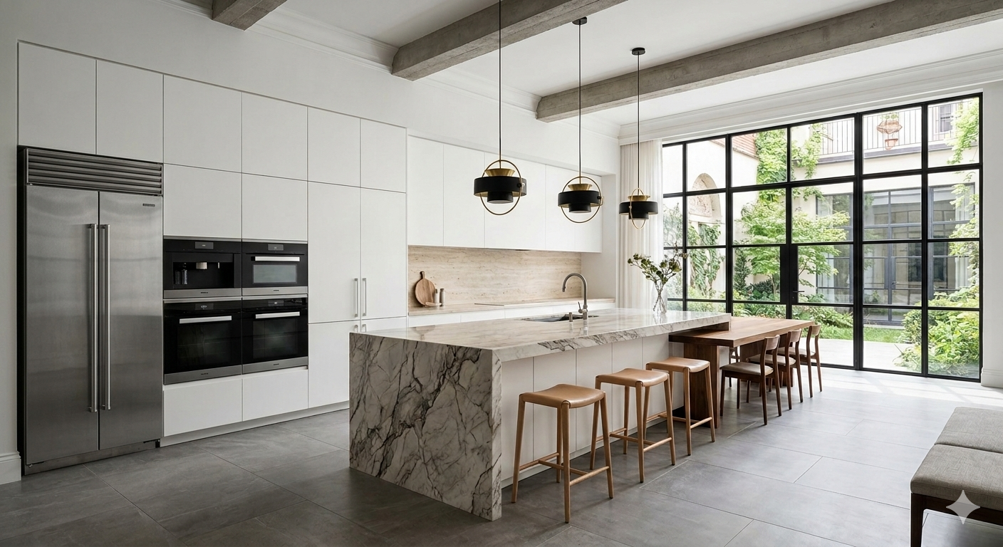 European frameless kitchen cabinets with premium Blum hardware